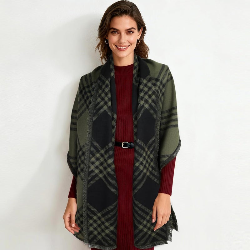 EXTREE Scarfs for Women Pashmina Silky Shawl Wrap for Evening Dressing Blanket Open Front Poncho Cape - Image 5